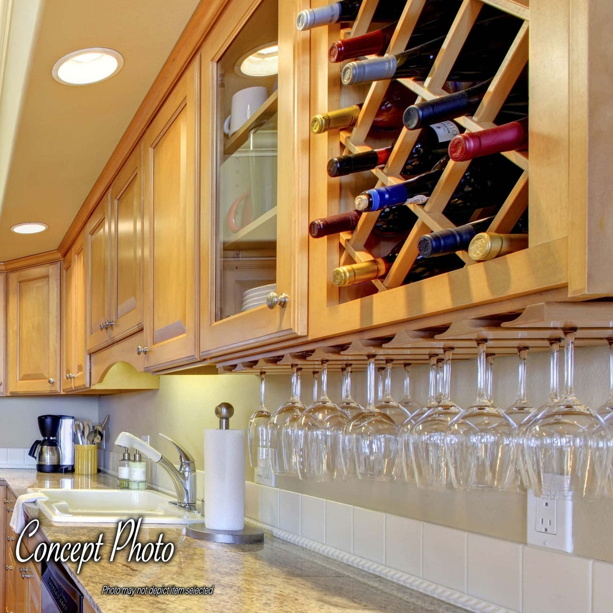 18-Bottle Trimmable Wine Rack Lattice Panel Inserts in Unfinished Solid North American Alder American Pro Decor