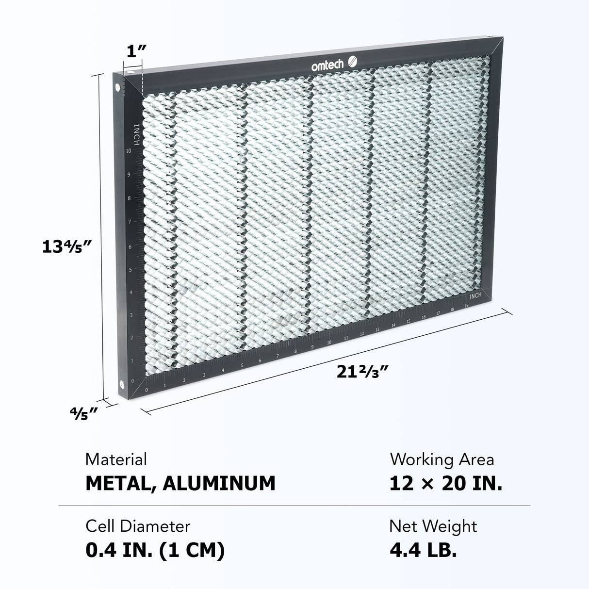 OMTech Honeycomb Laser Bed, 12x20 Inch Metal Honeycomb Working Table for CO2 Laser Engravers and Cutters, Laser Honeycomb Workbed with 0.4" Holes OMTech