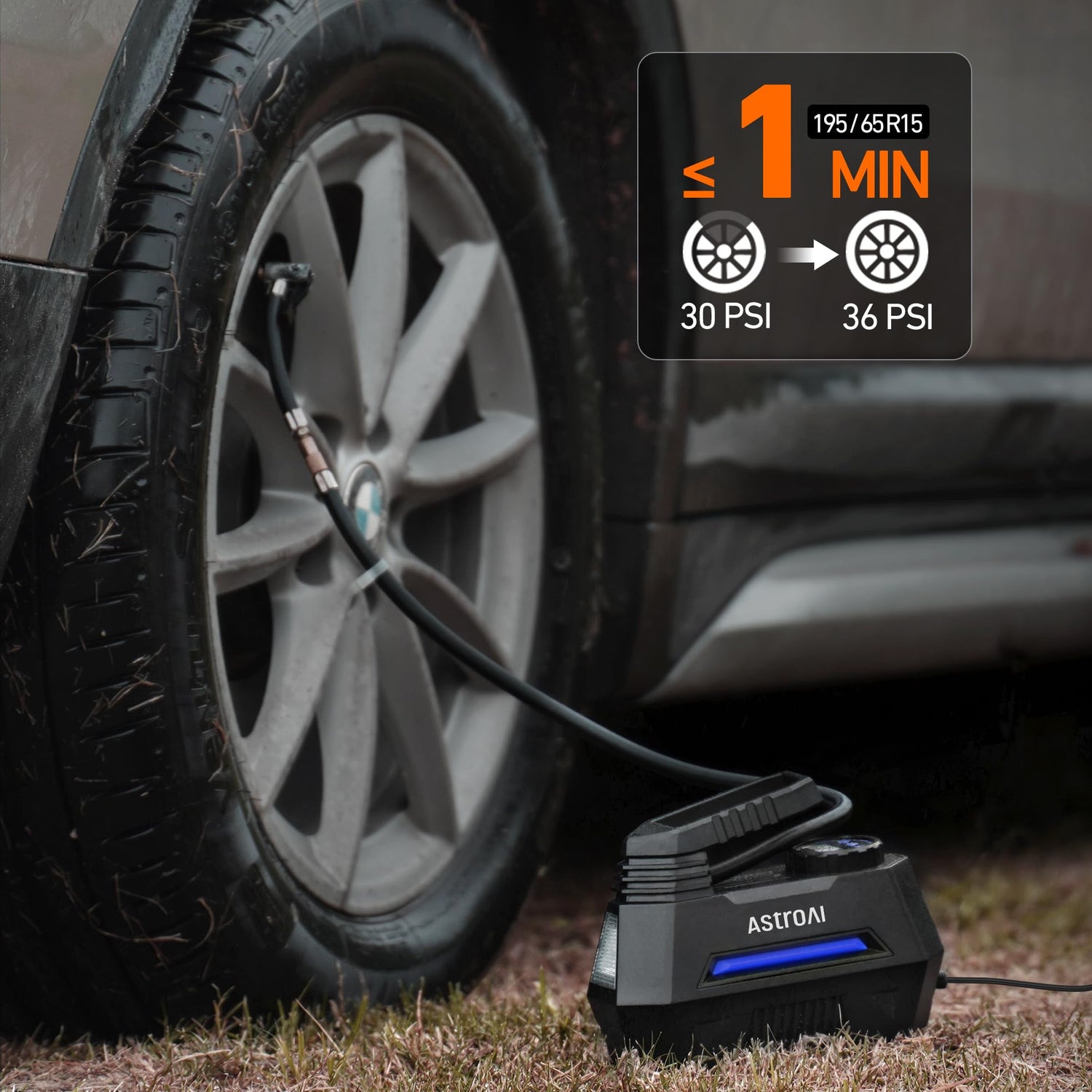 AstroAI Tire Inflator Portable Air Compressor Air Pump for Tires - Car Accessories, 12V DC Auto Pump with Digital Pressure Gauge, 100PSI with AstroAI