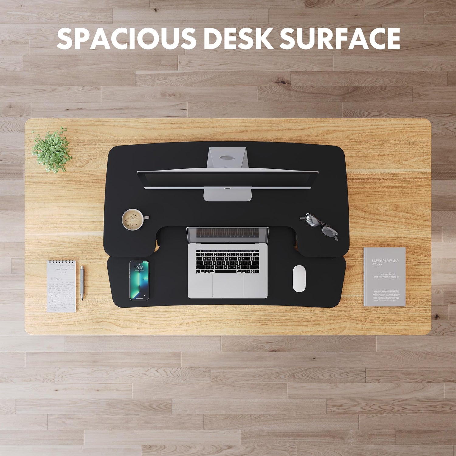 FLEXISPOT Electric Standing Desk Converter 36" Wide Motorized Stand up Desk Riser for Monitor and Laptop,Black Height Adjustable Desk for Home Office FLEXISPOT