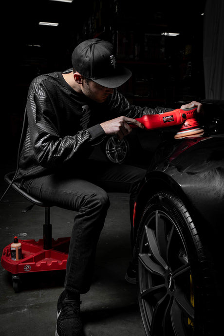 Adam's Polishes Pro Rolling Stool, Car Detailing Stool Chair, Shop Stool with Wheels, Garage Organizer, Tool Organizer Tray, Adjustable Height for Adam's Polishes