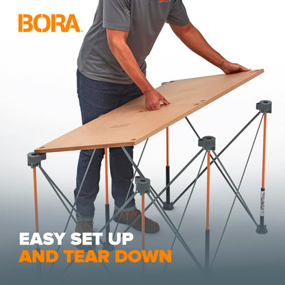 BORA Centipede Folding Table Top for Bora Centipede Work Stand Saw Horses - 24 Inch x 48 Inch - Includes Wood Top + 6 Quick-Twist Locks for a