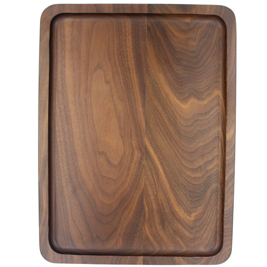 Bamber Wood Serving Tray Wooden Decorative Coffee Tea Platter Black Walnut 15.3 x 11.4 Inches - WoodArtSupply