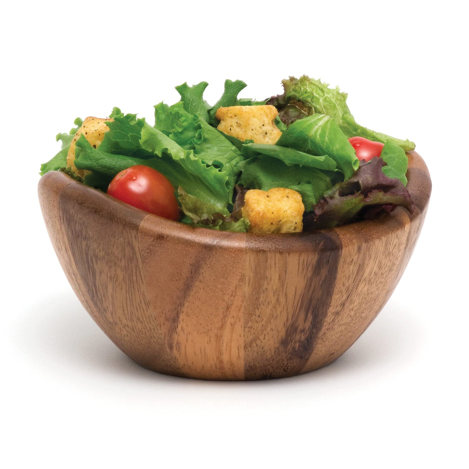 Lipper International Acacia 6 x 3 Wave Bowl Set of 4, 20 fl.oz., Brown Lipper International