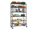 6 Tier 2100lbs Wire Shelves, 48" D x 18" W x 82" H Metal Shelves for Storage Heavy Duty, Storage Racks with Wheels, Height Adjustable, Wire Rack MKDLUFEI
