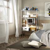 Auslar 4-Shelf Storage Shelves with Casters Heavy Duty 4 Tiers Rolling Cart Utility Racks Adjustable Wire Metal Shelving, Chrome Auslar