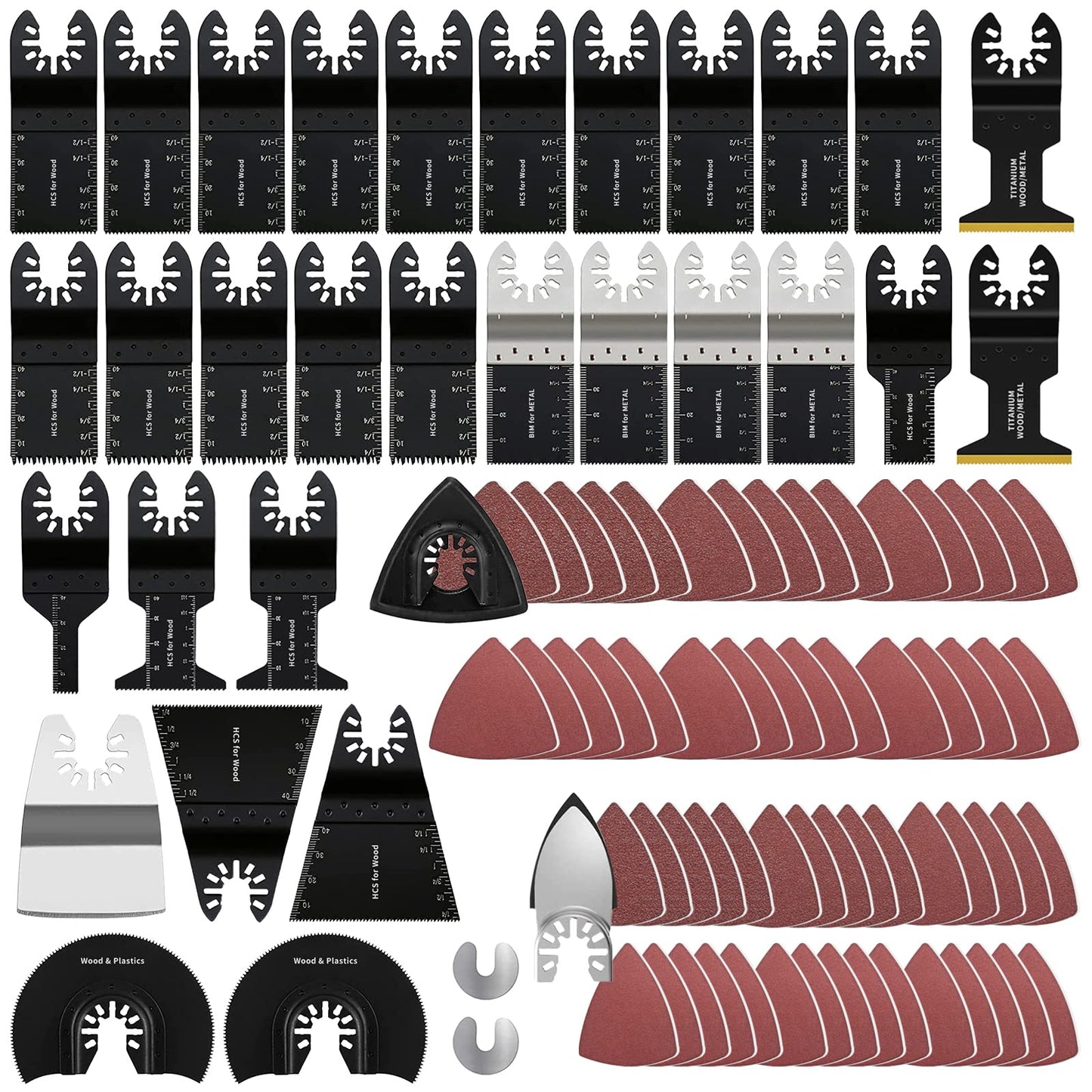 OTUCO 94 Pack Oscillating Saw Blades, Wood Metal Cutting Multitool Bi-Metal Blades Quick Release Tool Blades Kits Fit for Dewalt, Makita, Ryobi, - WoodArtSupply