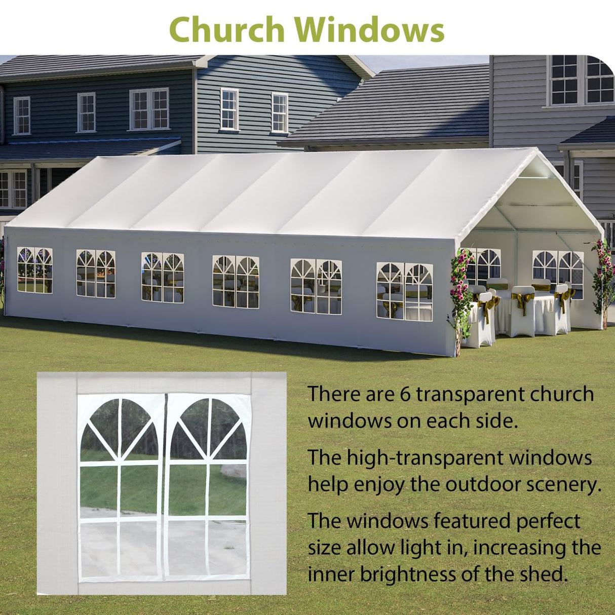 DetalleGo 20’ x 40’ Outdoor Heavy-Duty Party Tent, Upgraded Galvanized Gazebo Wedding Canopy Big Tents with 3 Storage Bags, Event Shelter Tent for DetalleGo