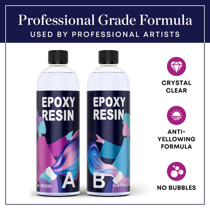 Resin Epoxy Craft Kit 16 Ounce Epoxy Resin Kit (8oz. Resin + 8oz. Hardener) High Gloss UV Resistant Odor-Free Art Resin, BPA-Free and Non-Toxic - WoodArtSupply