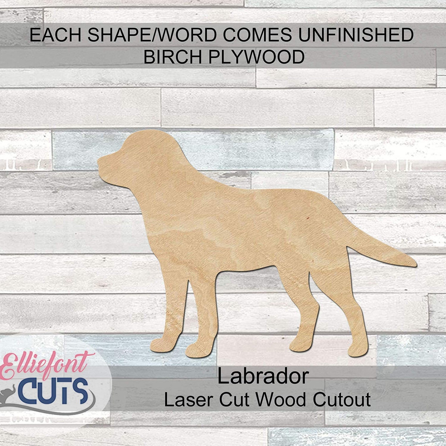 Labrador Wood Cutouts for crafts, Laser Cut Wood Shapes 5mm thick Baltic Birch Wood, Multiple Sizes Available Elliefont Styles