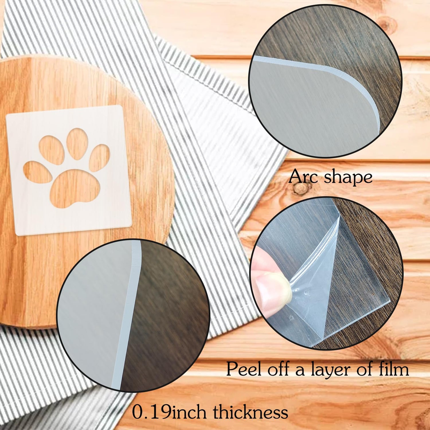 WOOPSOO 4 Pcs Dog Paw Router Templates Charcuterie Board Clear Cutting Router Acrylic Charcuterie Board Handle Large Tracing Stencils Guide Tools for WOOPSOO