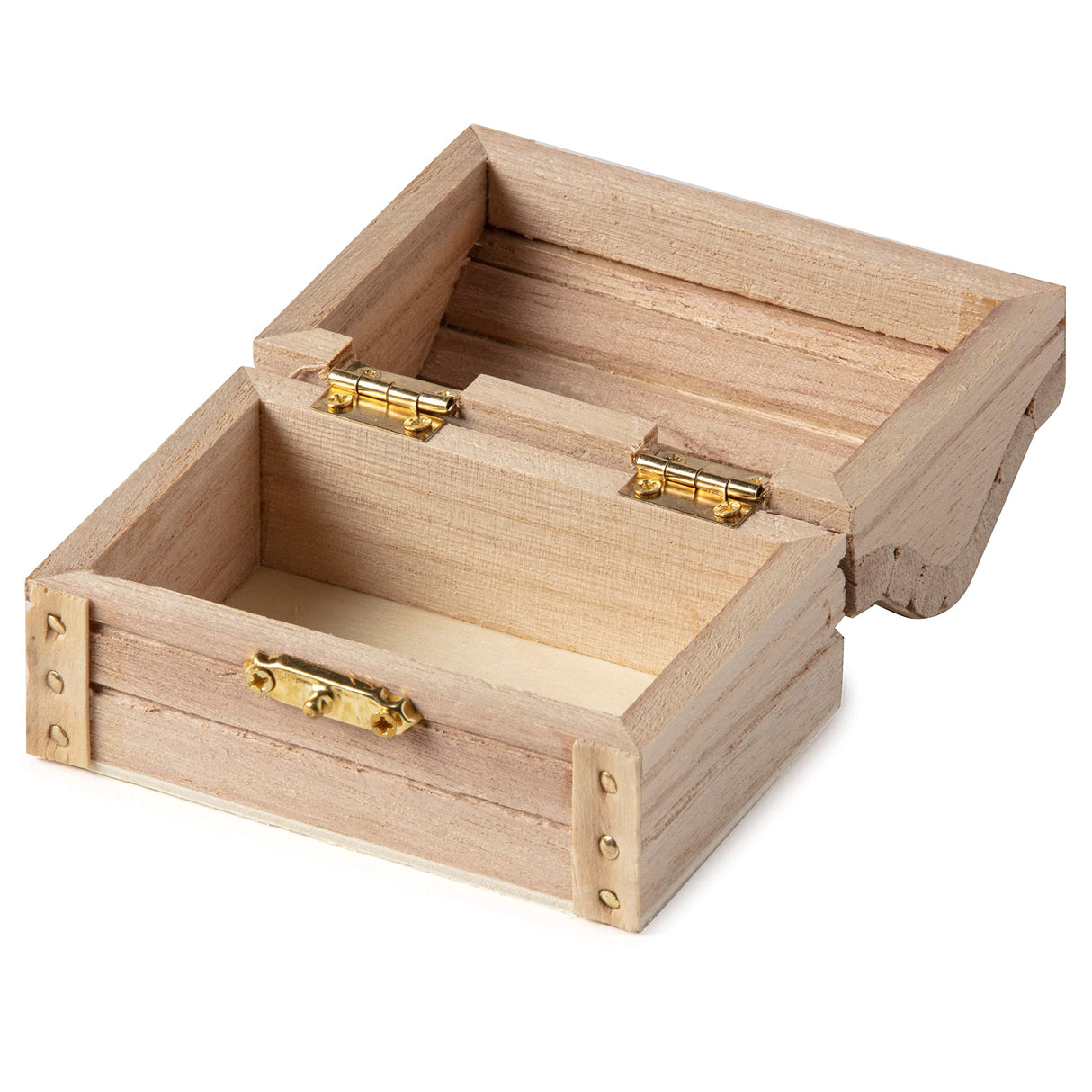 3.5” Unfinished Wood Treasure Chest by Make Market - Ready-to-Decorate Wood Box for Trinkets, Coins, Valuables - Bulk 12 Pack Make Market