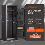 INTERGREAT Fingerprint 10-12 Rifle Gun Safe, Gun Safes for Home Rifle and Pistols, Quick Access Gun Cabinets for Rifles and Shotguns with Pockets, INTERGREAT