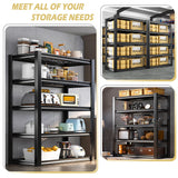 REIBII 72" H Garage Shelving Heavy Duty Garage Storage Shelves 2050LBS Wide Metal Shelving Unit Adjustable 5 Tier Heavy Duty Shelving for Garage REIBII