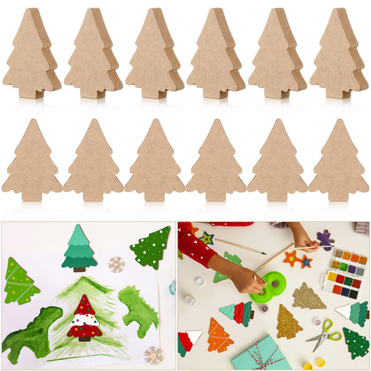 12 Pcs Christmas Wooden Cutouts Thicken Christmas Wood Signs Unfinished Wood Craft Angel Snowflake Christmas Tree Snowman Elk Gingerbread Man DIY