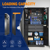 Yizosh Metal Garage Storage Cabinet with Locking Doors and Drawers, Heavy Duty Steel Tool Cabinet with Pegboard, 71" - Lockable Cabinets for Garage, Yizosh