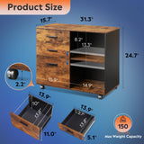 DEVAISE 3-Drawer Wood File Cabinet, Mobile Lateral Filing Cabinet, Printer Stand with Open Storage Shelves for Home Office, Rustic Brown DEVAISE