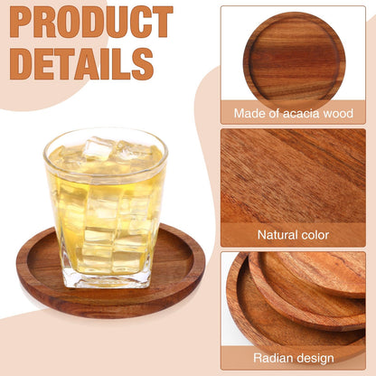20 Pieces Wooden Drink Coasters Bulk 5 Inch Natural Acacia Wood Cup Coaster Set Stackable Reusable Coasters for Coffee Tabletop Protection for Any