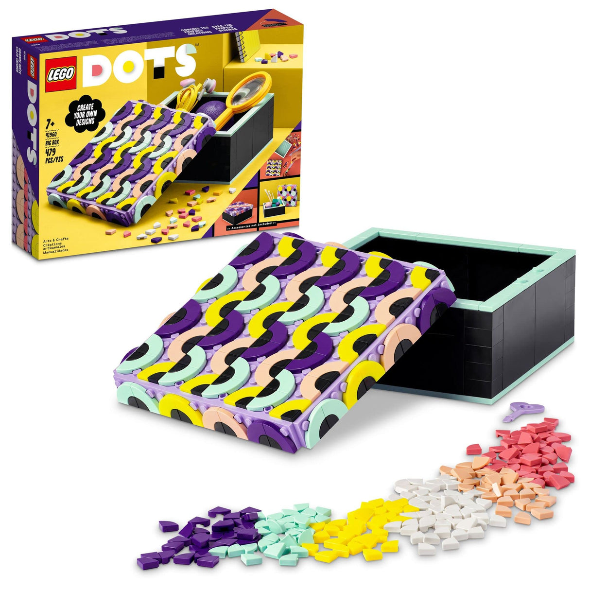 LEGO DOTS Big Box 41960 Arts and Crafts Set for Kids Aged 6 Plus, DIY Desk Tidy Organizer or Toy Jewelry Storage Tray, Decoration Creative Activity LEGO