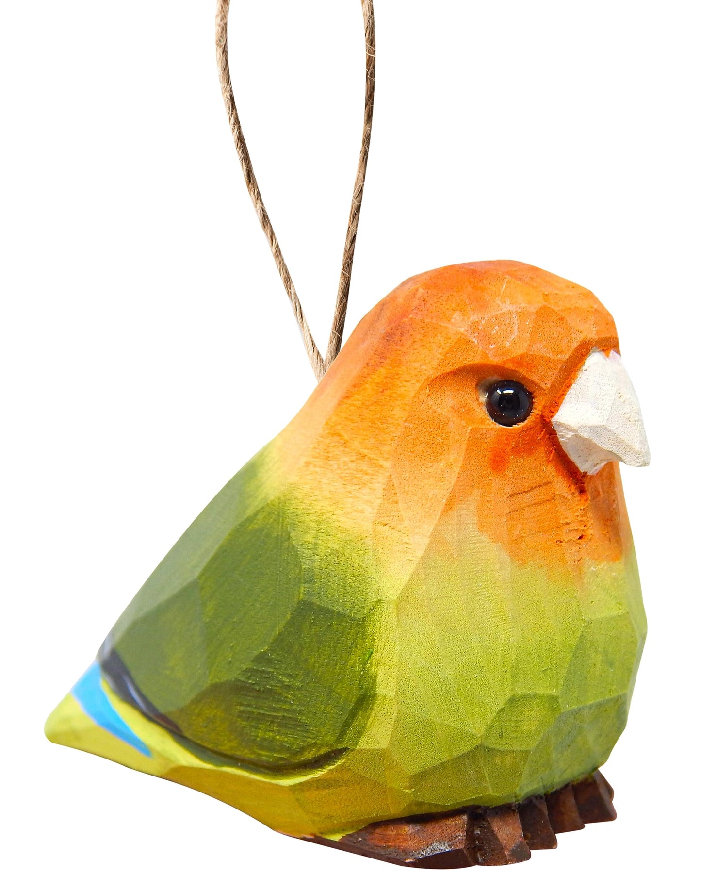 Selsela Lovebird Wood Ornament Bird Hanging Figurine Handmade Carved Decoration - WoodArtSupply