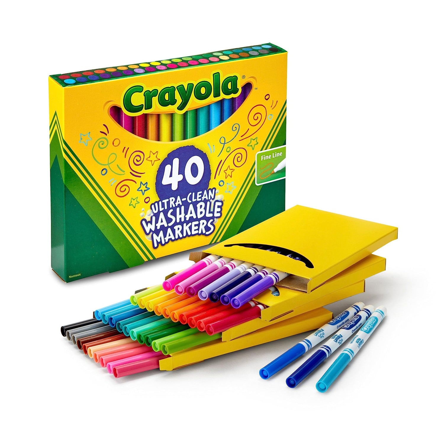 Crayola Ultra Clean Fine Line Washable Markers (40 Count), Colored Markers for Kids, Art Markers, Craft Supplies, Holiday Gifts, 3+ Crayola