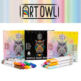 Art Owl 12 Basic Paint Pens Extra Fine Tip and 12 Acrylic Pastel Paint Markers Extra Fine Tip, Bundle for Rock Painting, Stone, Ceramic, Glass, Wood Art Owl