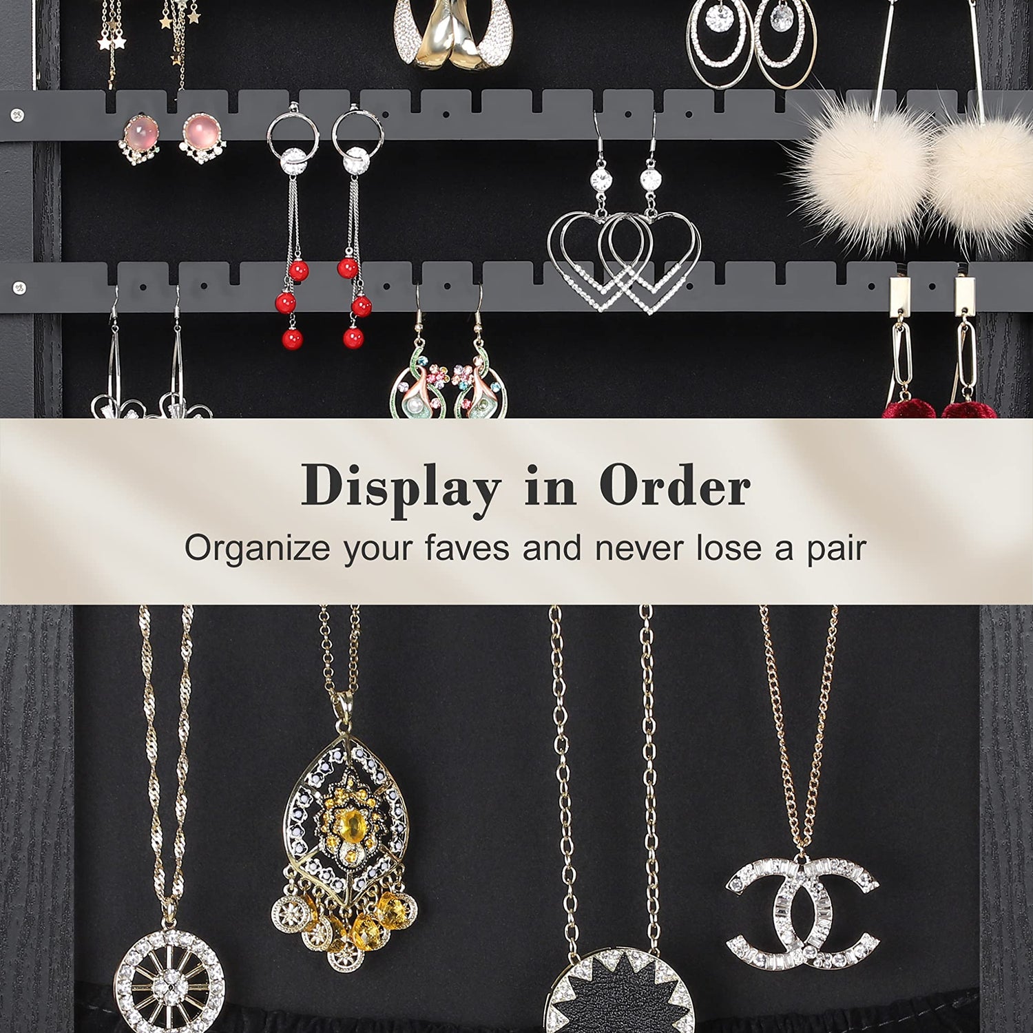 Nicetree 360° Swivel Jewelry Cabinet with Lights, Touch Screen Vanity Mirror, Rotatable Full Length Mirror with Jewelry Storage, Standing Jewelry Nicetree