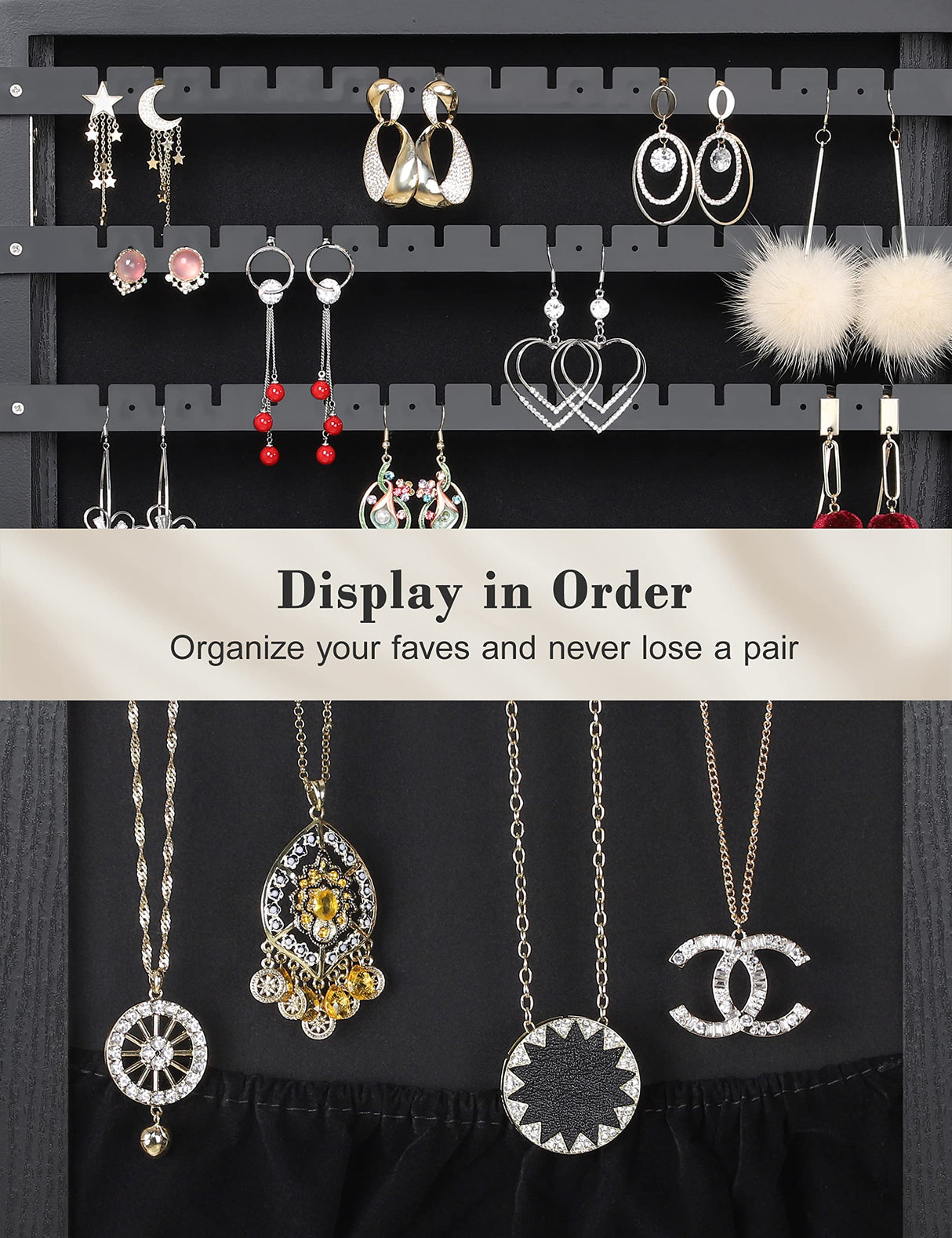 Nicetree 360° Swivel Jewelry Cabinet with Lights, Touch Screen Vanity Mirror, Rotatable Full Length Mirror with Jewelry Storage, Standing Jewelry Nicetree