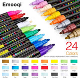 Emooqi Acrylic Paint Pens, Set of 24 Colors Paint Markers Pens for Rocks, Craft, Ceramic, Glass, Wood, Fabric, Canvas -Art Crafting Supplies Emooqi