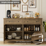 HOSTACK 55" Buffet Sideboard Cabinet with Storage, Modern Farmhouse Coffee Bar Cabinet with Drawers and Shelves, Barn Doors Storage Cabinet for HOSTACK