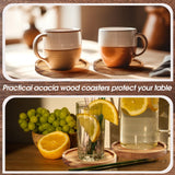 Zhehao 16 Pcs Acacia Round Wood Coasters 4 Inch Wooden Drink Coasters Bulk Stackable Reusable Coasters for Coffee Table Protection Housewarming Gifts Zhehao
