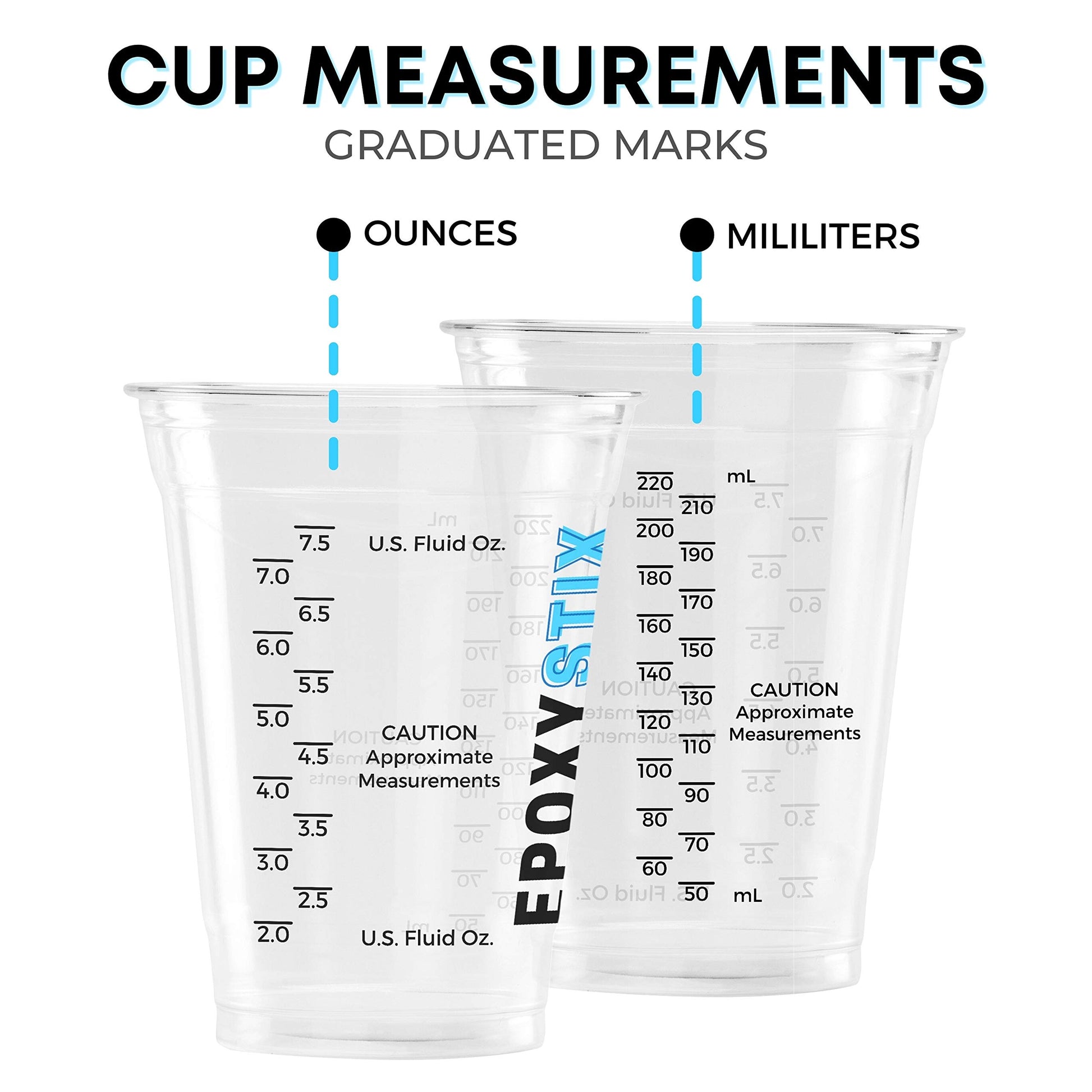 [Pack of 25] 8oz Disposable Graduated Measuring Cups for Mixing - Measurements in mL and Oz - Multipurpose Reusable Cups for Paint, Epoxy Resin, - WoodArtSupply