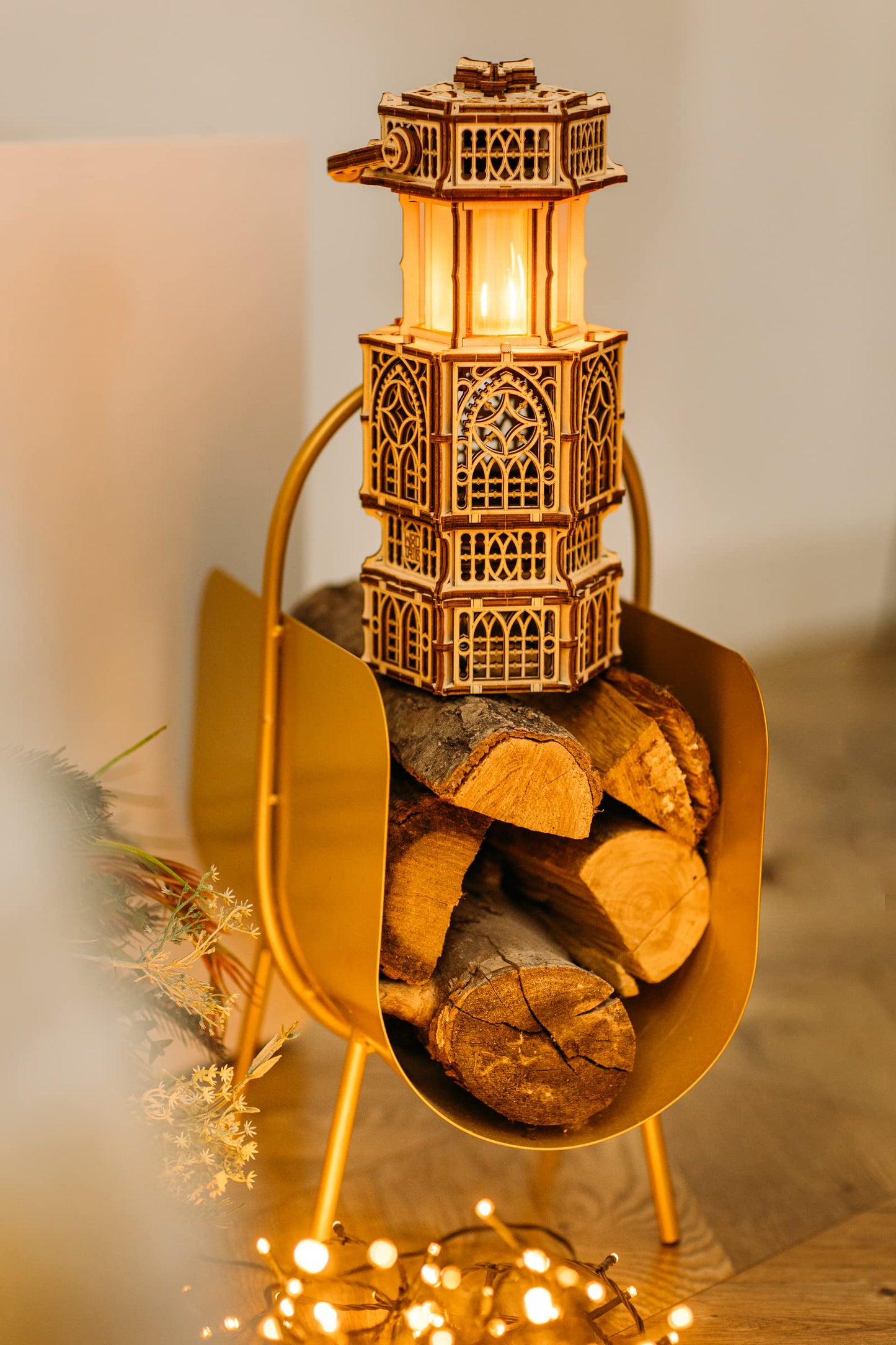 Wood Trick Antique Lantern LED 3D Wooden Puzzle - Engaging DIY Model for All Ages with Two Lighting Modes - WoodArtSupply