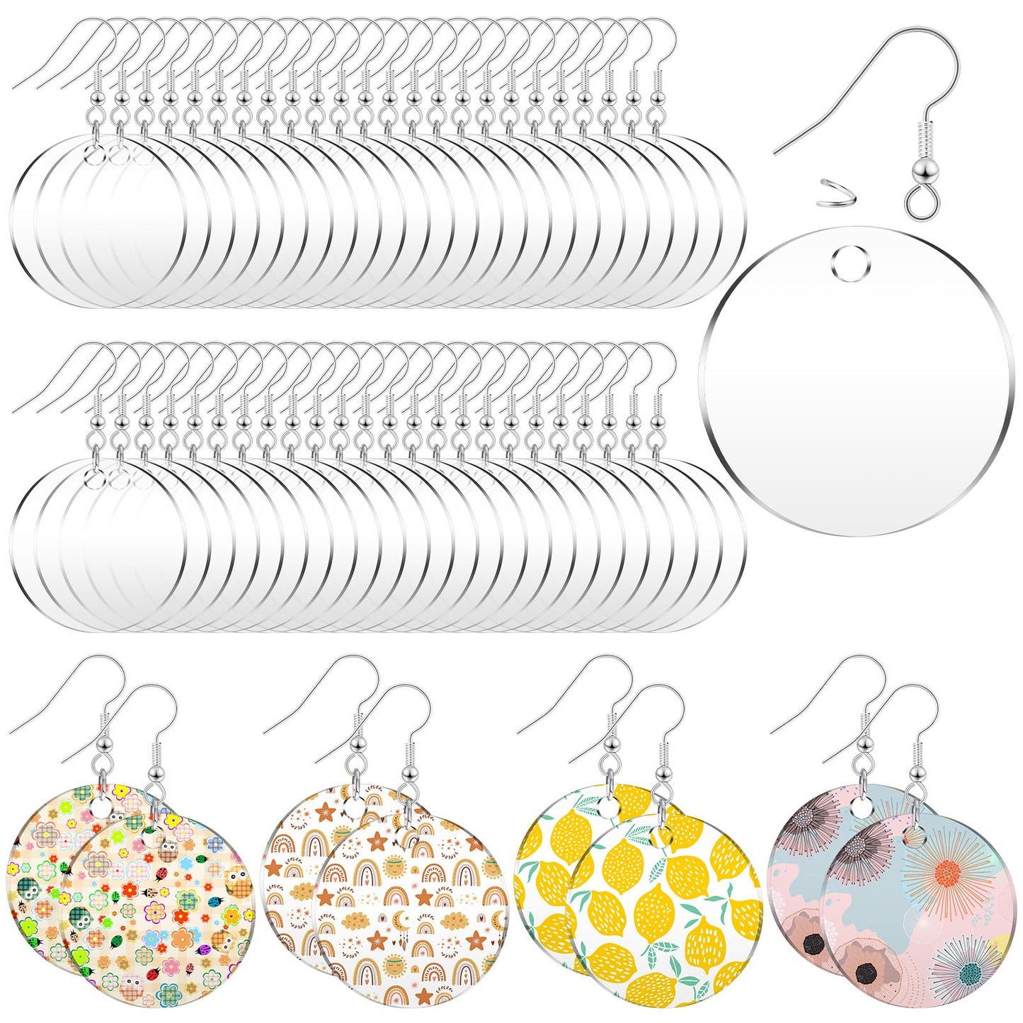 Loetere 168 Pieces Acrylic Earrings Blanks DIY Earrings Making Kit Includes Transparent Round Clear Acrylic Earring Blanks Pendants Earring Hooks and - WoodArtSupply