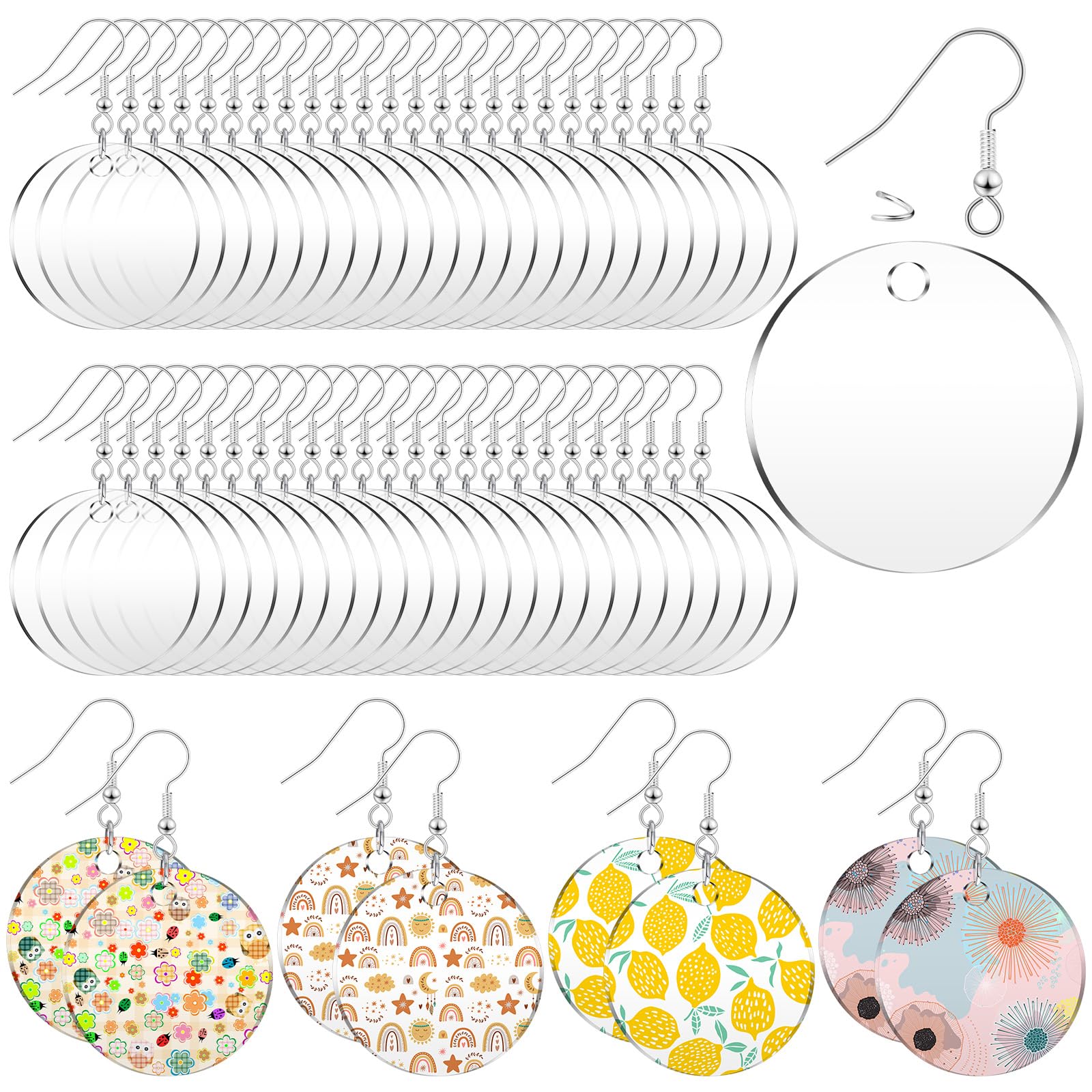 Loetere 168 Pieces Acrylic Earrings Blanks DIY Earrings Making Kit Includes Transparent Round Clear Acrylic Earring Blanks Pendants Earring Hooks and - WoodArtSupply