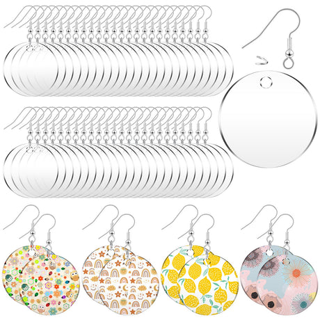 Loetere 168 Pieces Acrylic Earrings Blanks DIY Earrings Making Kit Includes Transparent Round Clear Acrylic Earring Blanks Pendants Earring Hooks and Loetere