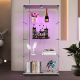 Zipzop 64.5'' Lighted Glass Display Cabinet with Lock and Remote Control - Modern Curio Showcase Zipzop