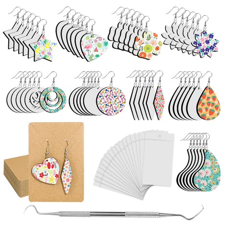 Deekypol 54 Pcs Sublimation Earring Blanks with Earring Hooks & Jump Rings, Sublimation Blanks Products Bulk for Girls Women Christmas DIY Deekypol