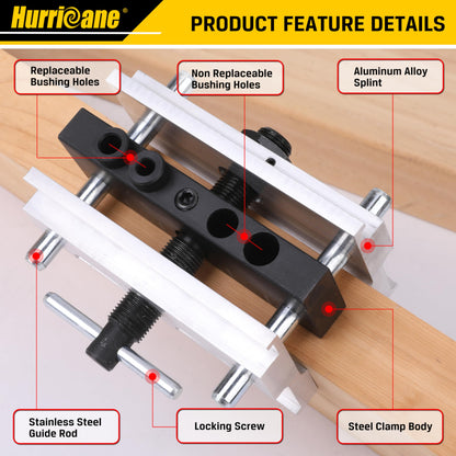 HURRICANE Centering Doweling Jig, Self Center Dowel Jig for Woodworking, Professional Dowel Jig Kit Bushings Set, Drill Guide Bushings Set, Perfect - WoodArtSupply