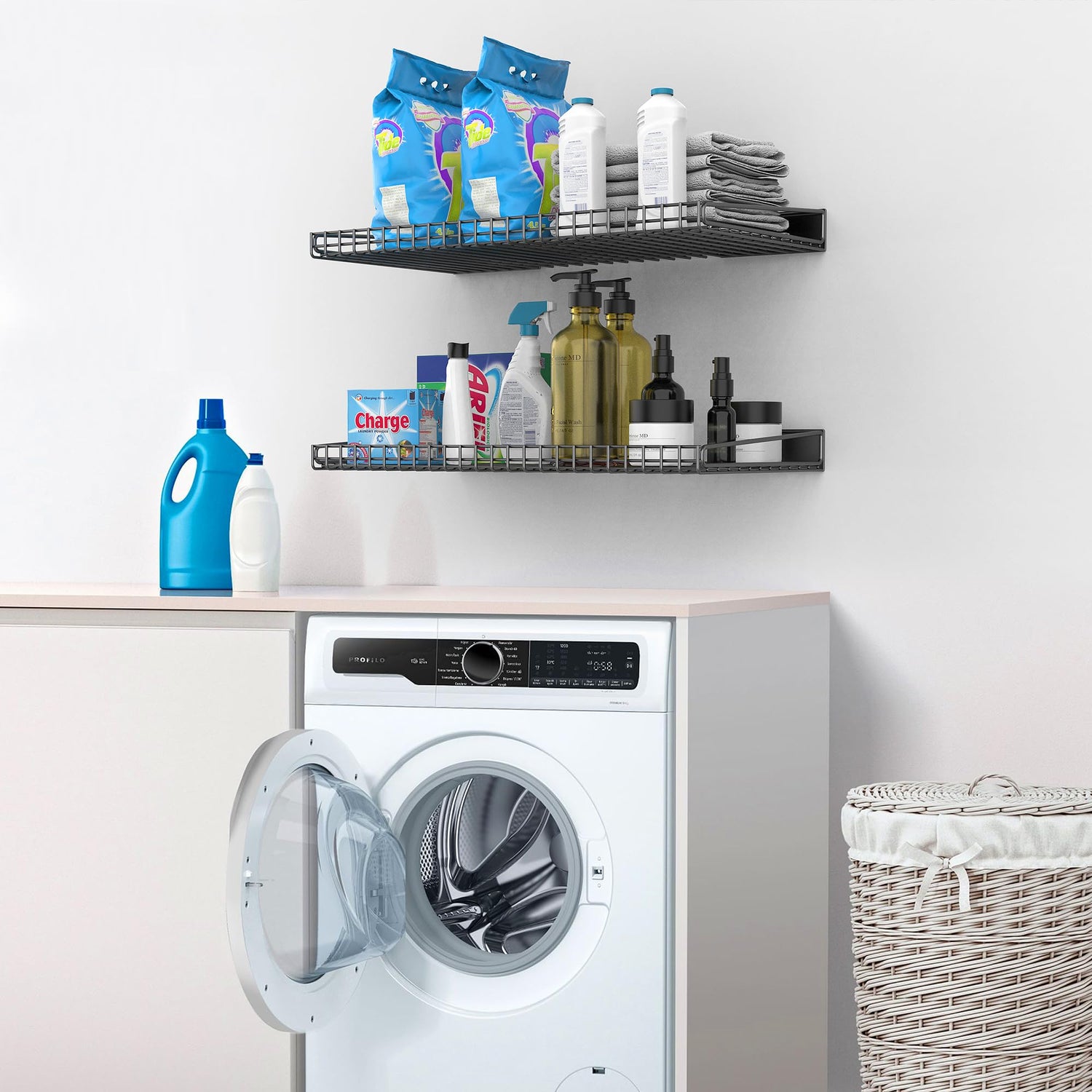 Ultrawall Wall Mounted Shelf for Garage, 2 Pack 23.5inch x 12inch Metal Shelf Rack, Heavy-Duty Wall Shelves Suitable for Shop, Shed, Garage Storage Ultrawall