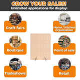 Wooden Pegboard Display Stand Retail Rack - Necklace Holder Earring Display Stands for Selling and Craft Shows - Jewelry, Pin, Stickers & Keychain Storage Standard