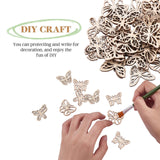 KitBeads 100pcs Random Butterfly Wooden Ornaments Butterfly Unfinished Wood Cutouts Slice Blank Wood Piece Embellishments for DIY Crafts KitBeads