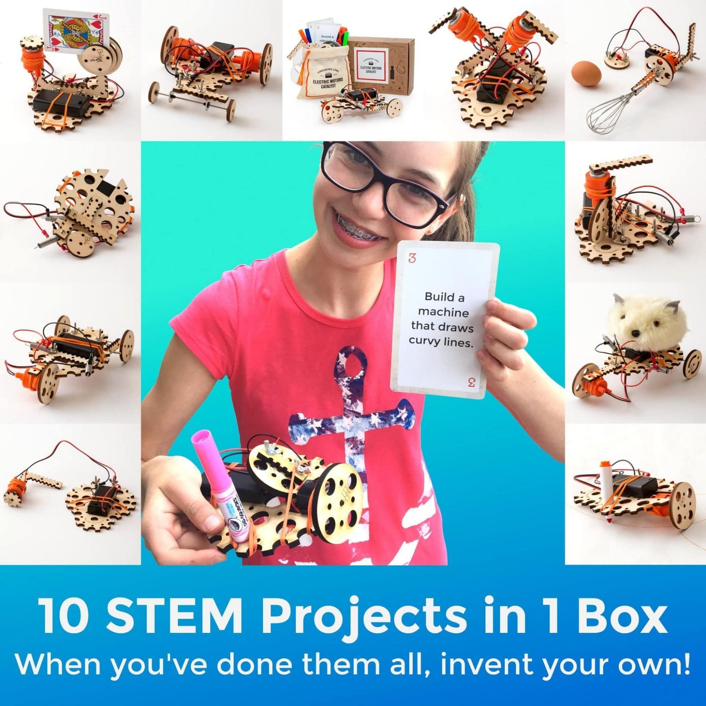 Tinkering Labs Robotics Engineering Kit | Designed by Scientists in USA | 50+ Parts | 10+ STEM Projects For Kids 8-12 | Learn Electronics, Science |