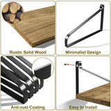 Love-KANKEI Floating Shelves Wall Mount Rustic Wood Wall Shelves with Large Storage L16.5 x W12 inch for Kitchen Living Room Bathroom Bedroom Set of Love-KANKEI