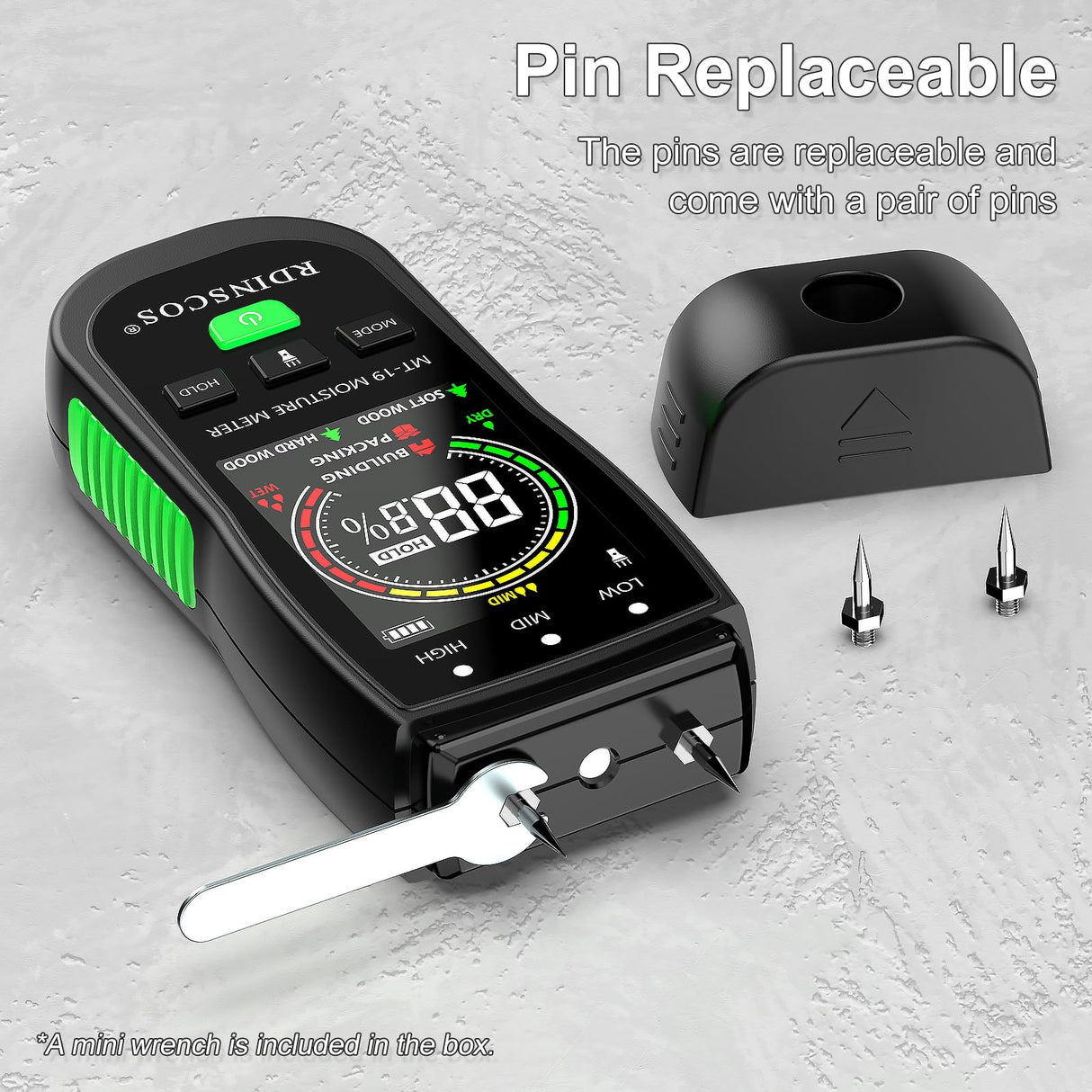 Wood Moisture Meter, Firewood Moisture Tester, Drywall Moisture Detector Professional Moisture Content Meter Lumber Logs Concrete Floors Carpet RDINSCOS