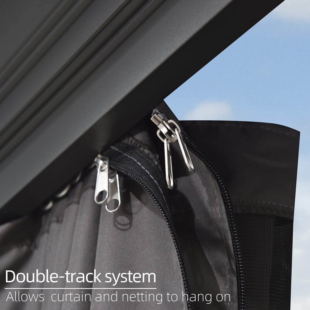 PURPLE LEAF 12' X 20' Permanent Hardtop Gazebo Aluminum Gazebo with Galvanized Steel Double Roof for Patio Lawn and Garden, Curtains and Netting PURPLE LEAF