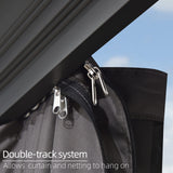 PURPLE LEAF 12' X 20' Permanent Hardtop Gazebo Aluminum Gazebo with Galvanized Steel Double Roof for Patio Lawn and Garden, Curtains and Netting PURPLE LEAF