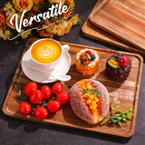 5 Pack Solid Acacia Wood Serving Trays, Rectangular Wooden Serving Board for Food Appetizer Serving Tray Plates for Vegetables Fruit Charcuterie Roowest