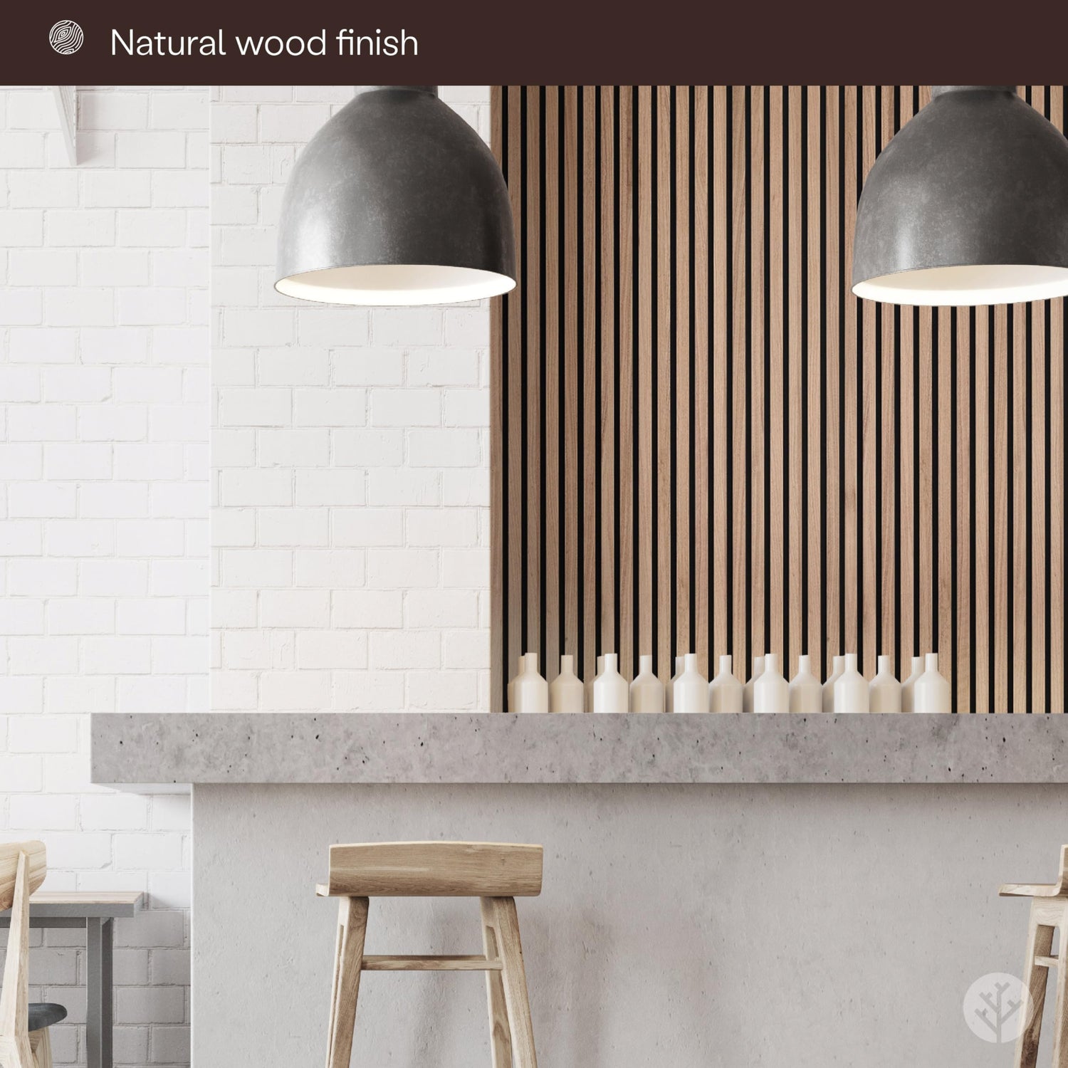 SLATPANEL Two Acoustic Wood Wall Veneer Slat Panels - Natural Walnut | 94.49” x 12.6” Each | Soundproof Paneling | Interior Sound Absorption Decor | Slatpanel