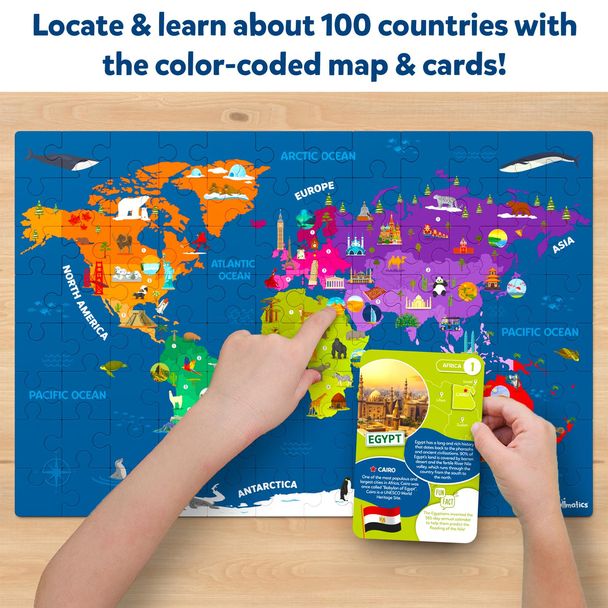 Skillmatics World Map Puzzle - 96 Piece Jigsaw Puzzle, Educational Toy, Geography for Kids, 400+ Facts, Gifts for Boys & Girls Ages 6 to 12 Skillmatics